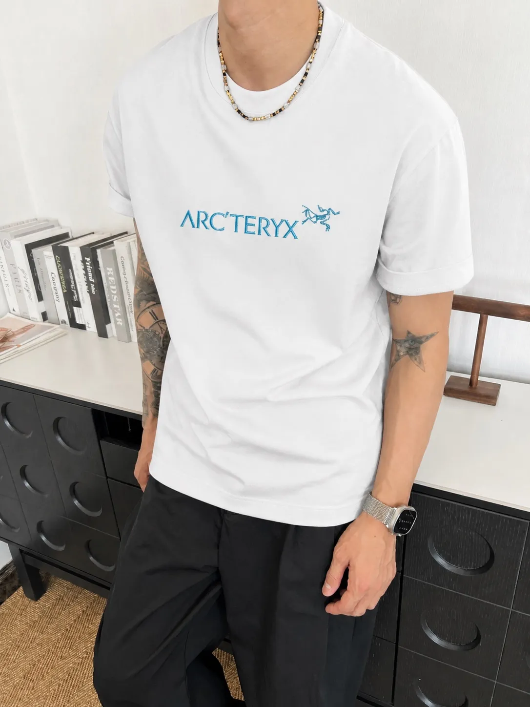 Arc～ logo， 《 》 7A tee ， Same Style ， : Black White Coffee Brown Size：S（90-130 ） M（125-150 ） L（135-165 ） XL（160-190 ） XXL（185 ）